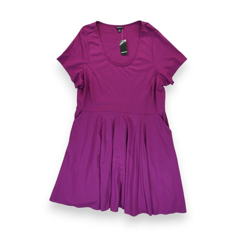 NWT Mini Studio Luxe Ponte Dress Size 3 Short Sleeve Purple Scoop Neck